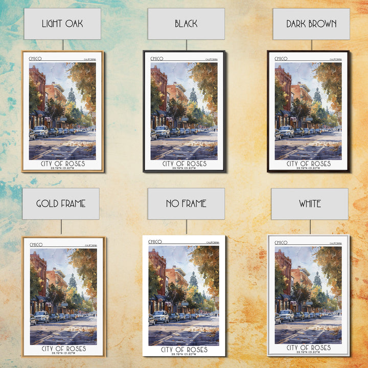 Chico Travel Poster, Framed Canvas Print, City Travel Poster, Travel Wall Art, City Wall Art, Art Print, Landscape Art, Poster Print