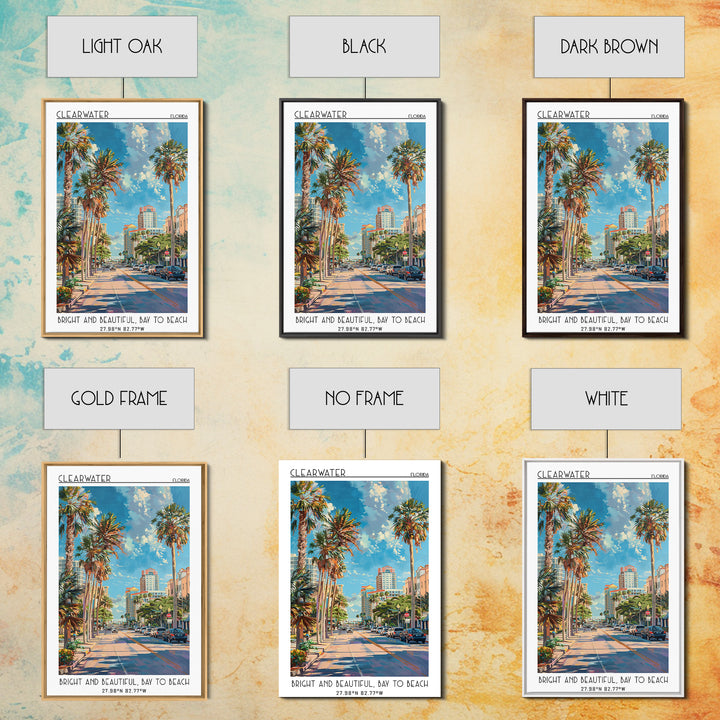 Clearwater Travel Poster, Framed Canvas Print, Poster Print, Travel Wall Art, Colorful Wall Art, Gallery Wall Set, Home Office Decor