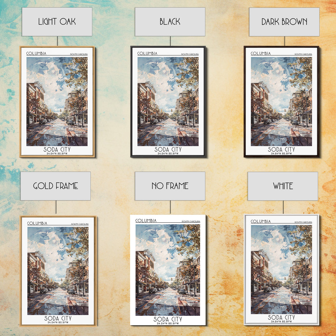 Columbia South Carolina Travel Poster, Framed Canvas Print, City Travel Poster, Travel Wall Art, Travel Posters, Retro Travel Poster
