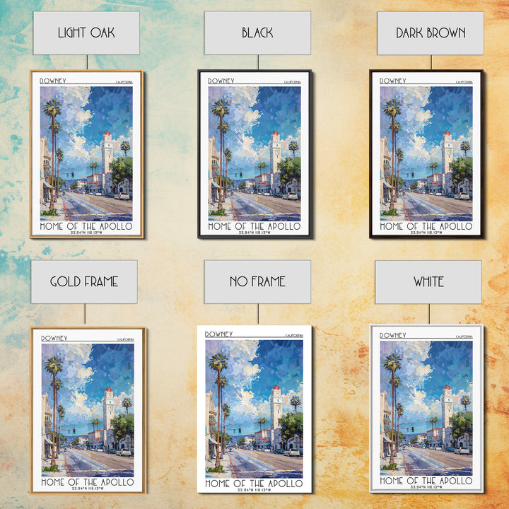 Downey Travel Poster, Framed Canvas Print, City Travel Poster, Travel Wall Art, Vintage Posters, Landscape Art, Vintage Travel Print