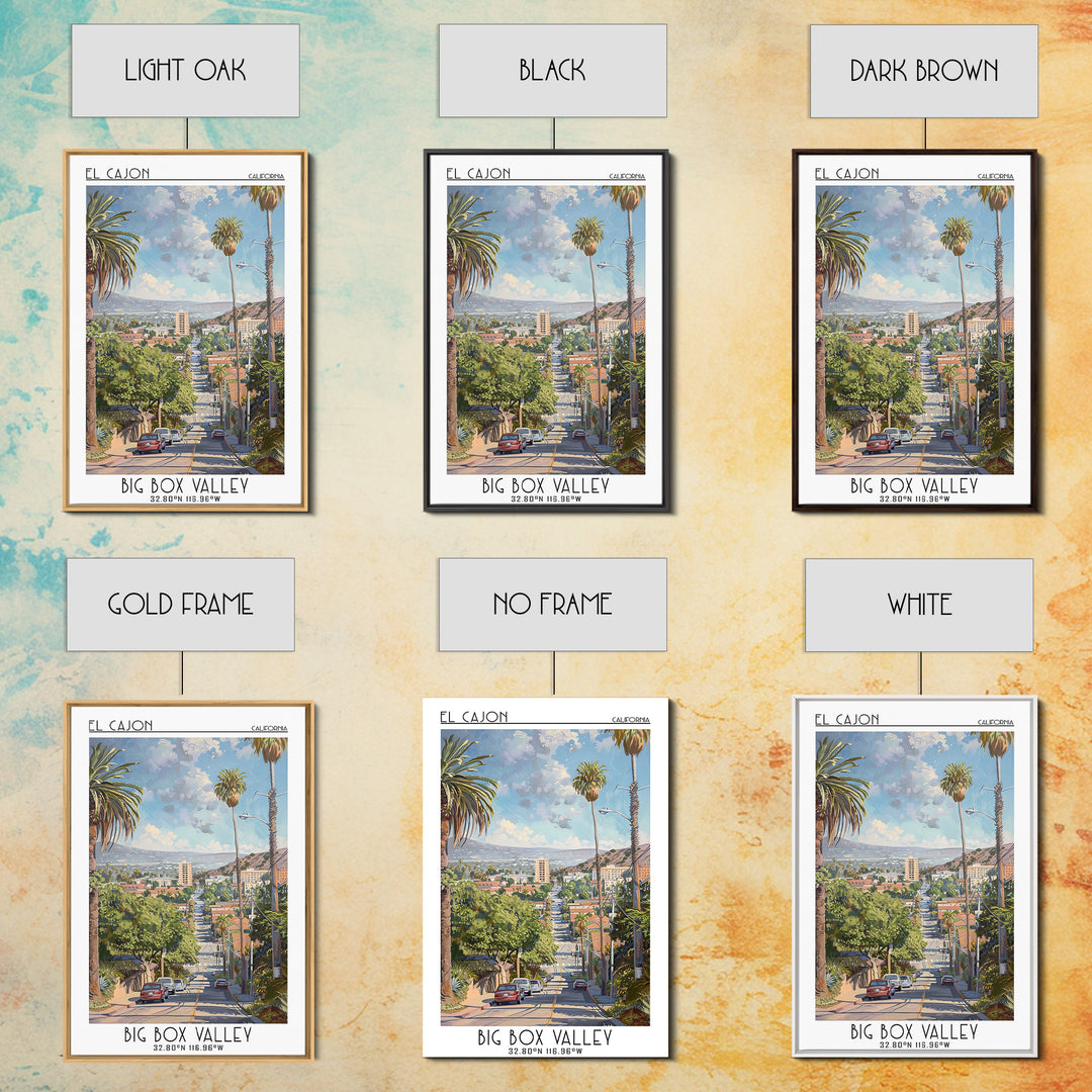 El Cajon Travel Poster, Framed Canvas Print, Travel Art Print, Modern Wall Decor, Travel Decor, Home Office Decor, Travel Wall Decor