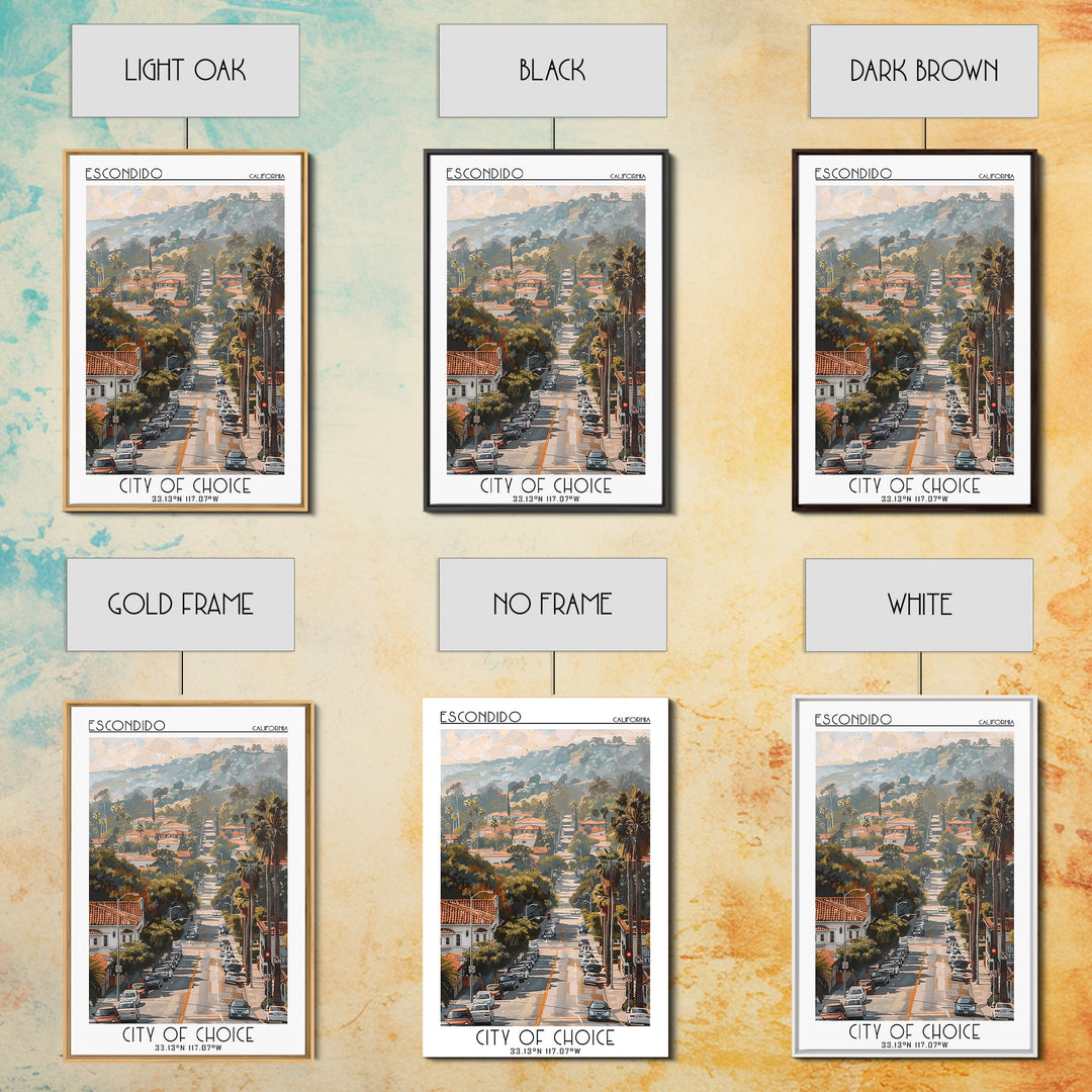 Escondido Travel Poster, Canvas Print, Retro Travel Poster, City Wall Art, Travel Art Print, Home Office Decor, Living Room Wall Art