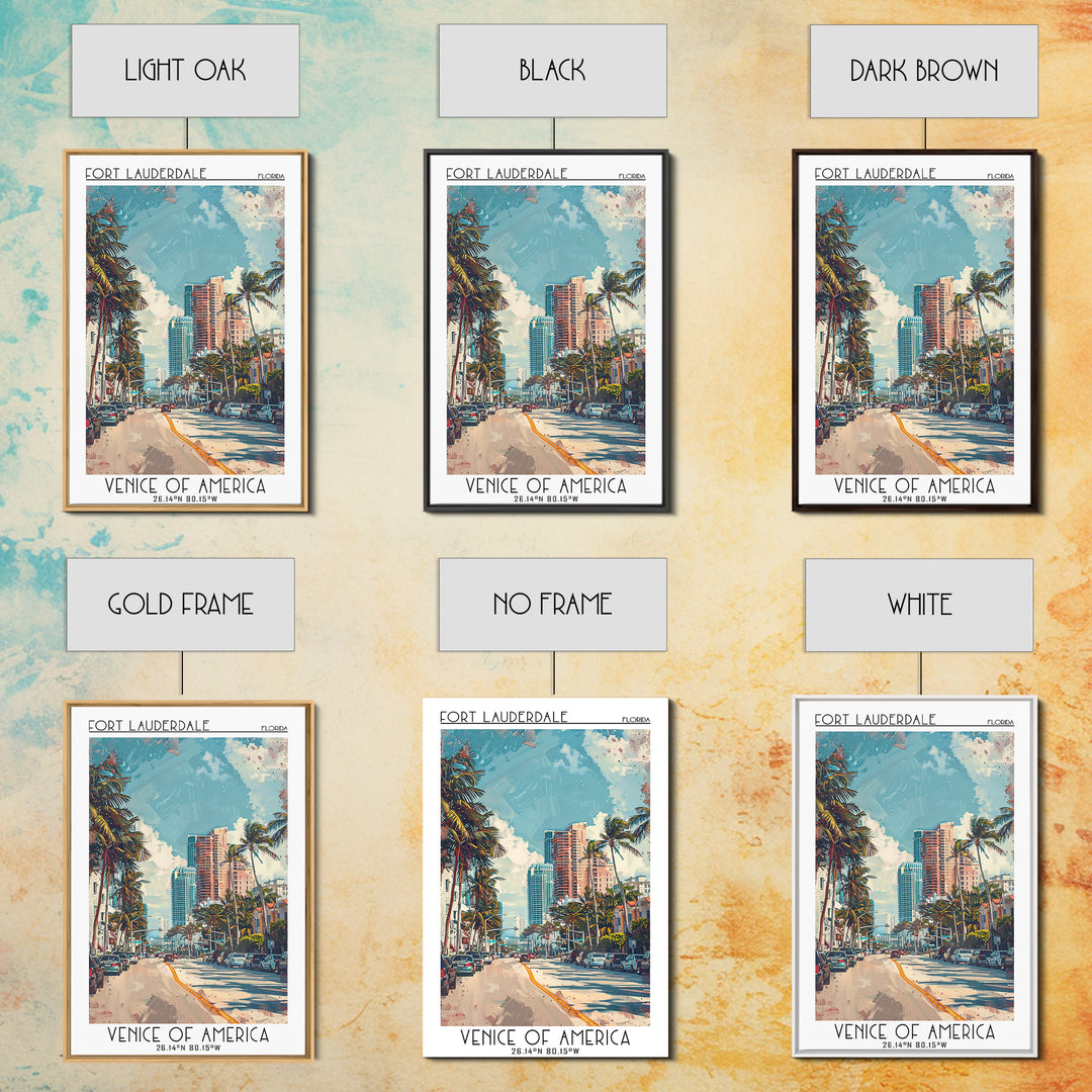 Fort Lauderdale Travel Poster, Framed Canvas Print, City Art Print, Travel Wall Art, Poster Art, Travel Art Print, Modern Wall Decor