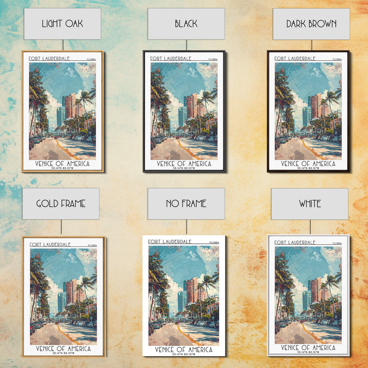 Fort Lauderdale Travel Poster, Framed Canvas Print, City Art Print, Travel Wall Art, Poster Art, Travel Art Print, Modern Wall Decor