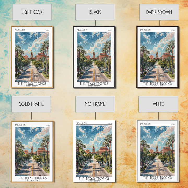 McAllen Travel Poster, Framed Canvas Print, Retro Travel Poster, City Wall Art, Modern Wall Decor, Retro Wall Art, Colorful Wall Art