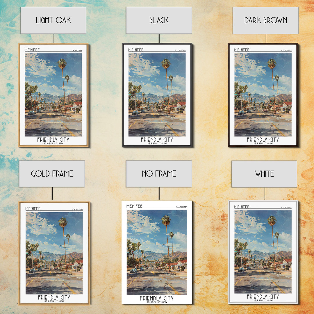 Menifee Travel Poster, Framed Canvas Print, Vintage Travel Print, City Wall Art, Vintage Poster, Vintage Posters, Retro Travel Print