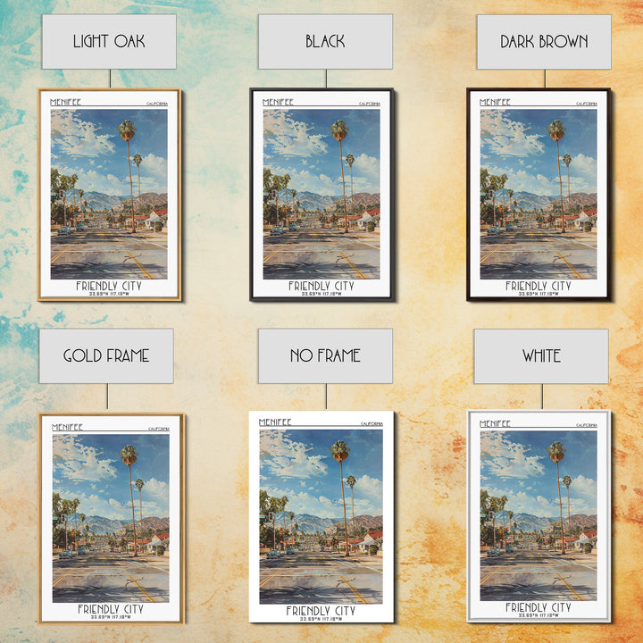 Menifee Travel Poster, Framed Canvas Print, Vintage Travel Print, City Wall Art, Vintage Poster, Vintage Posters, Retro Travel Print