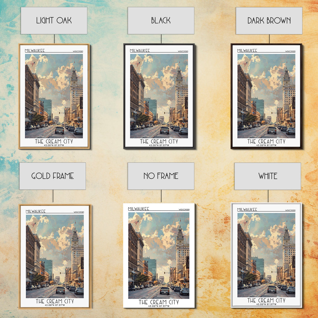 Milwaukee Travel Poster, Canvas Print, Travel Prints, Landscape Art, Wanderlust Gift, Colorful Wall Art, City Wall Art, Poster Print