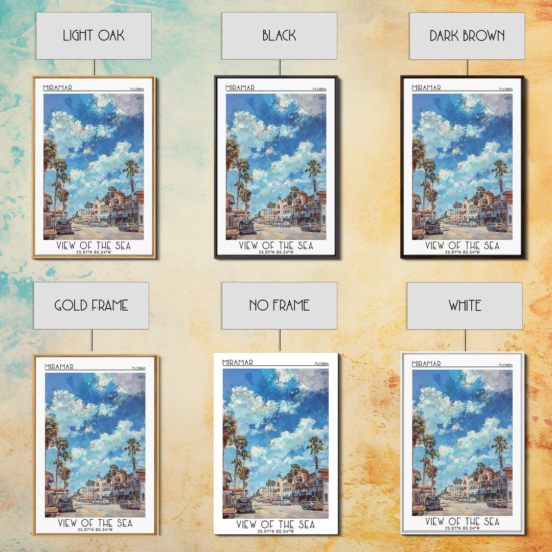 Miramar Travel Poster, Framed Canvas Print, City Travel Poster, Travel Wall Art, Modern Wall Decor, Minimalist Poster, Landscape Art