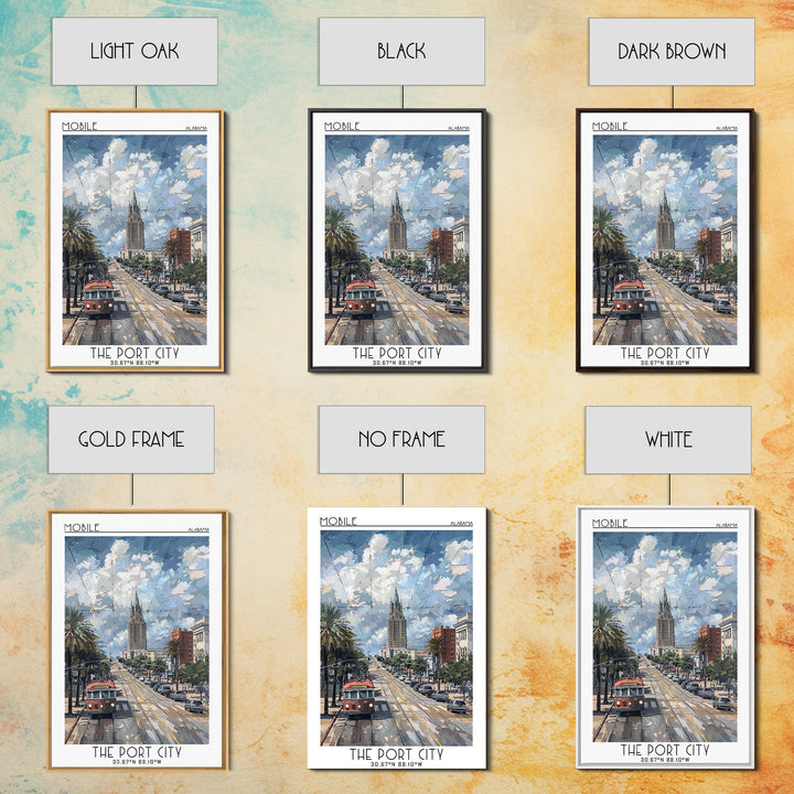 Mobile Travel Poster, Framed Canvas Print, Poster Print, Travel Wall Art, Colorful Wall Art, Home Office Decor, Mid Century Wall Art