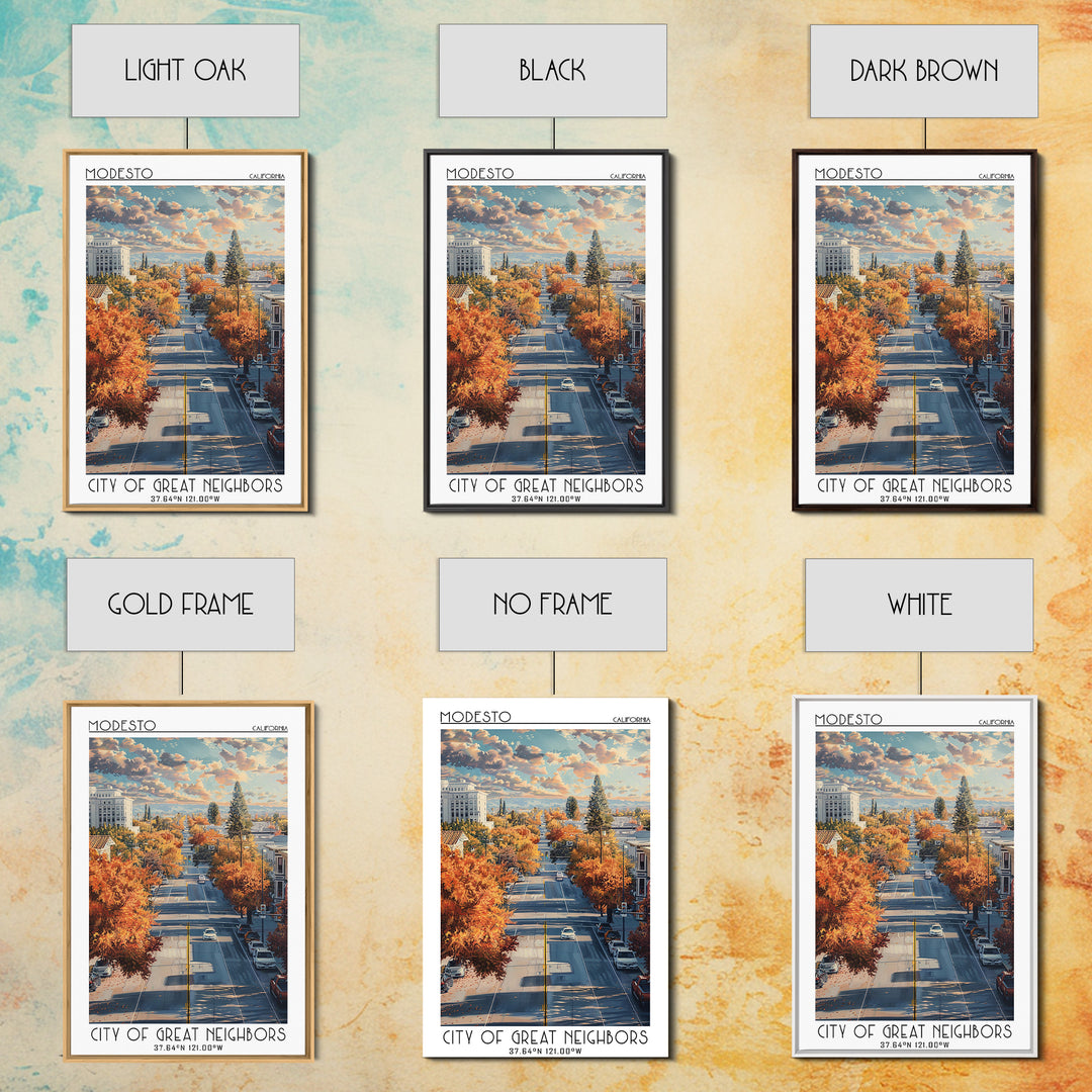 Modesto Travel Poster, Canvas Print, City Art Print, Travel Wall Art, Poster Art, Watercolor Cityscape, City Travel Poster, Wall Art