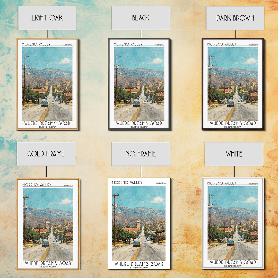 Moreno Valley Travel Poster, Framed Canvas Print, City Art Print, Travel Wall Art, Wall Art, City Travel Poster, Retro Travel Poster