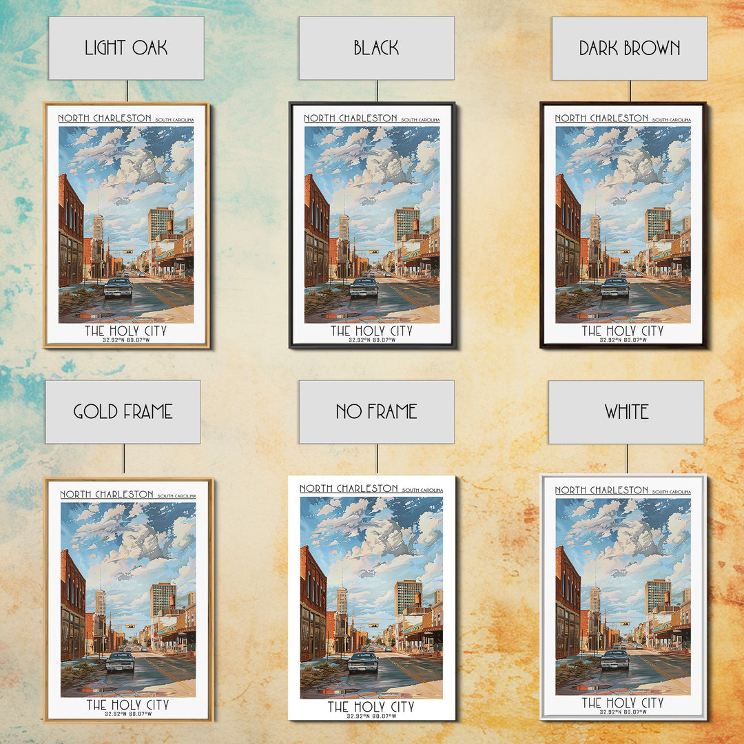 North Charleston Travel Poster, Framed Canvas Print, City Travel Poster, Vintage City Poster, Poster Art, Art Print, Wanderlust Gift