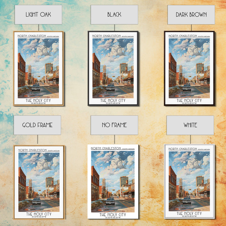North Charleston Travel Poster, Framed Canvas Print, City Travel Poster, Vintage City Poster, Poster Art, Art Print, Wanderlust Gift