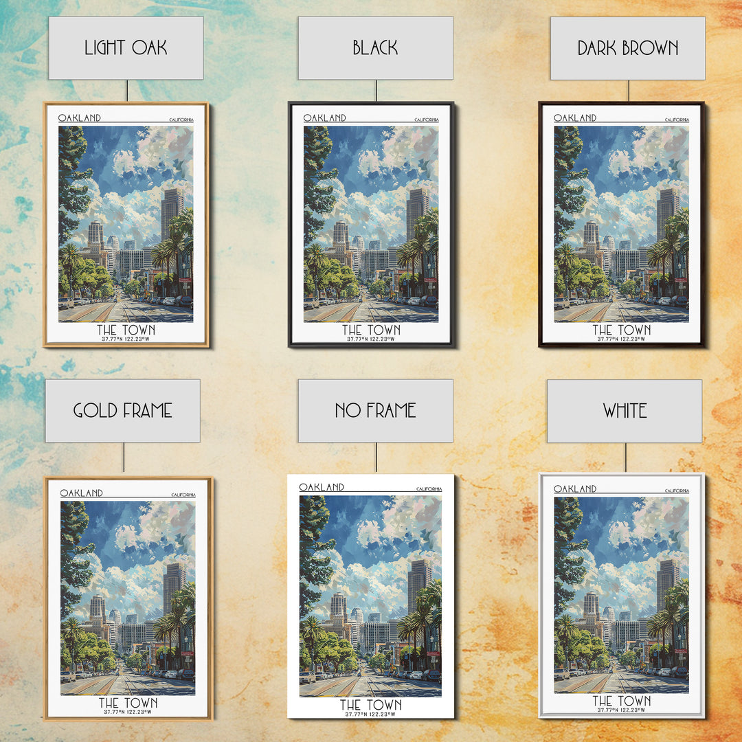 Oakland Travel Poster, Framed Canvas Print, City Travel Poster, Travel Wall Art, Living Room Wall Art, Home Decor, Colorful Wall Art