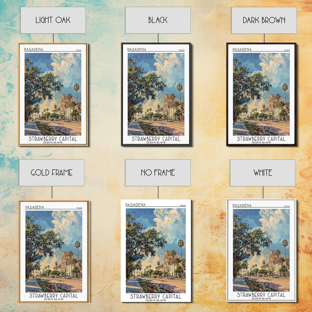 Pasadena Texas Travel Poster, Framed Canvas Print, Travel Prints, Landscape Art, Vintage City Poster, City Art Print, Fine Art Print