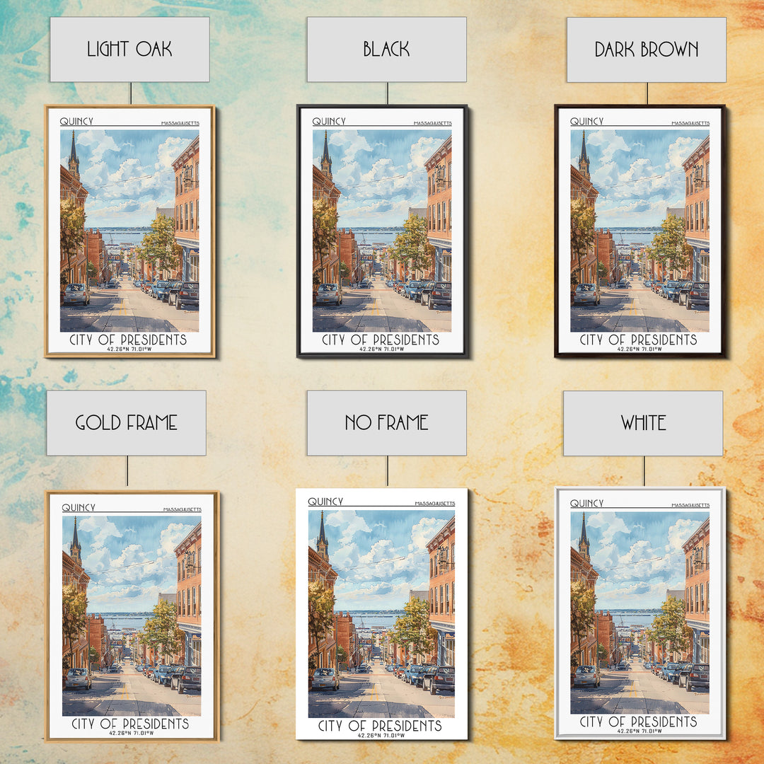 Quincy Travel Poster, Framed Canvas Print, City Travel Poster, Vintage City Poster, Travel Art Print, Landscape Art, Travel Wall Art