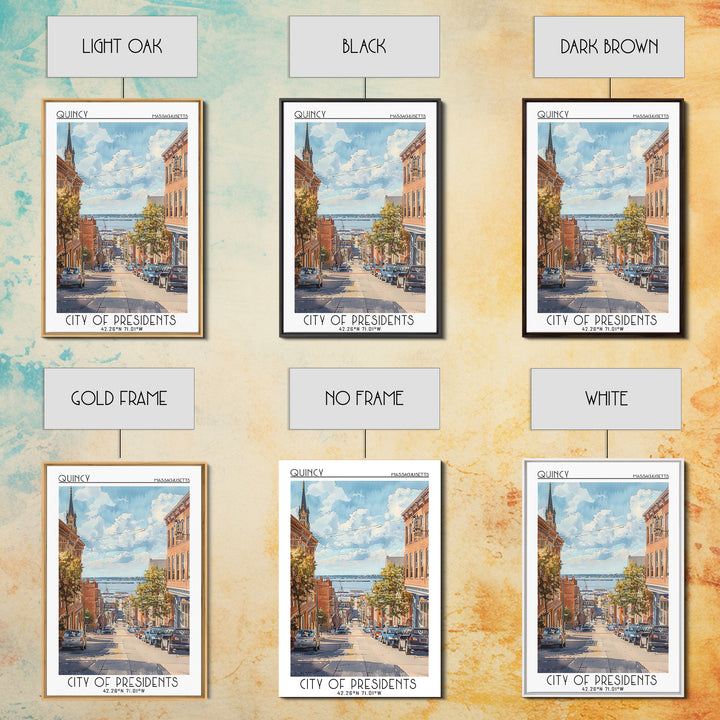 Quincy Travel Poster, Framed Canvas Print, City Travel Poster, Vintage City Poster, Travel Art Print, Landscape Art, Travel Wall Art