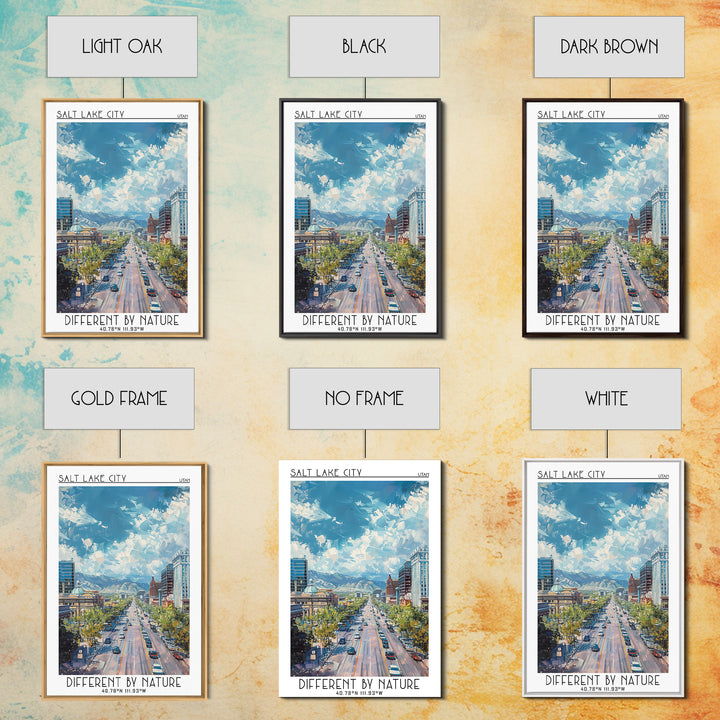 Salt Lake City Travel Poster, Framed Canvas Print, Retro Wall Art, Travel Print, Vintage Posters, City Art Print, Retro Travel Print