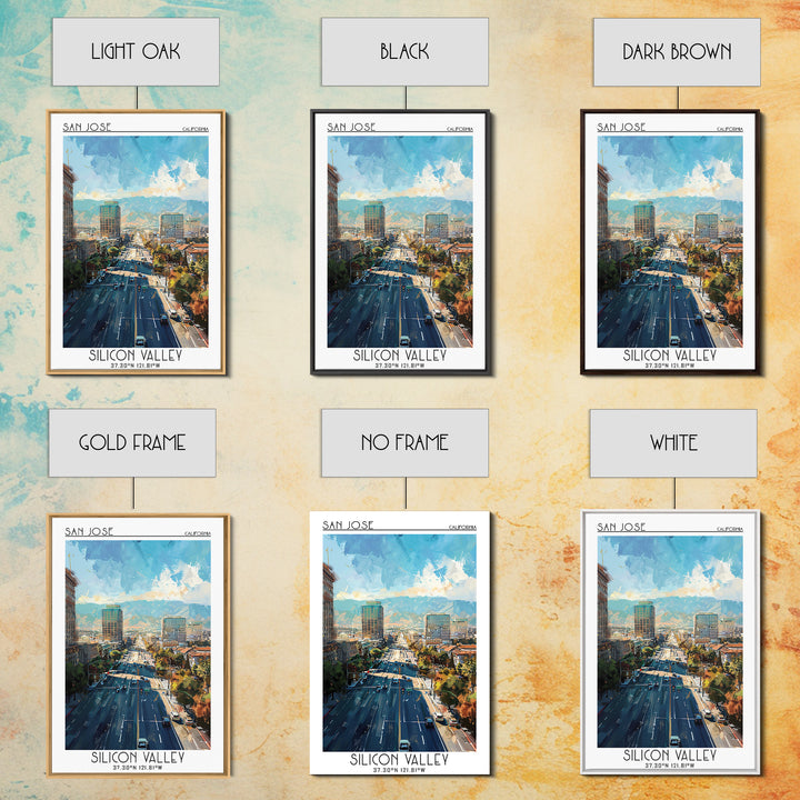 San Jose Travel Poster, Framed Canvas Print, Retro Travel Poster, City Wall Art, Art Print, Travel Decor, Retro Wall Art, Home Decor