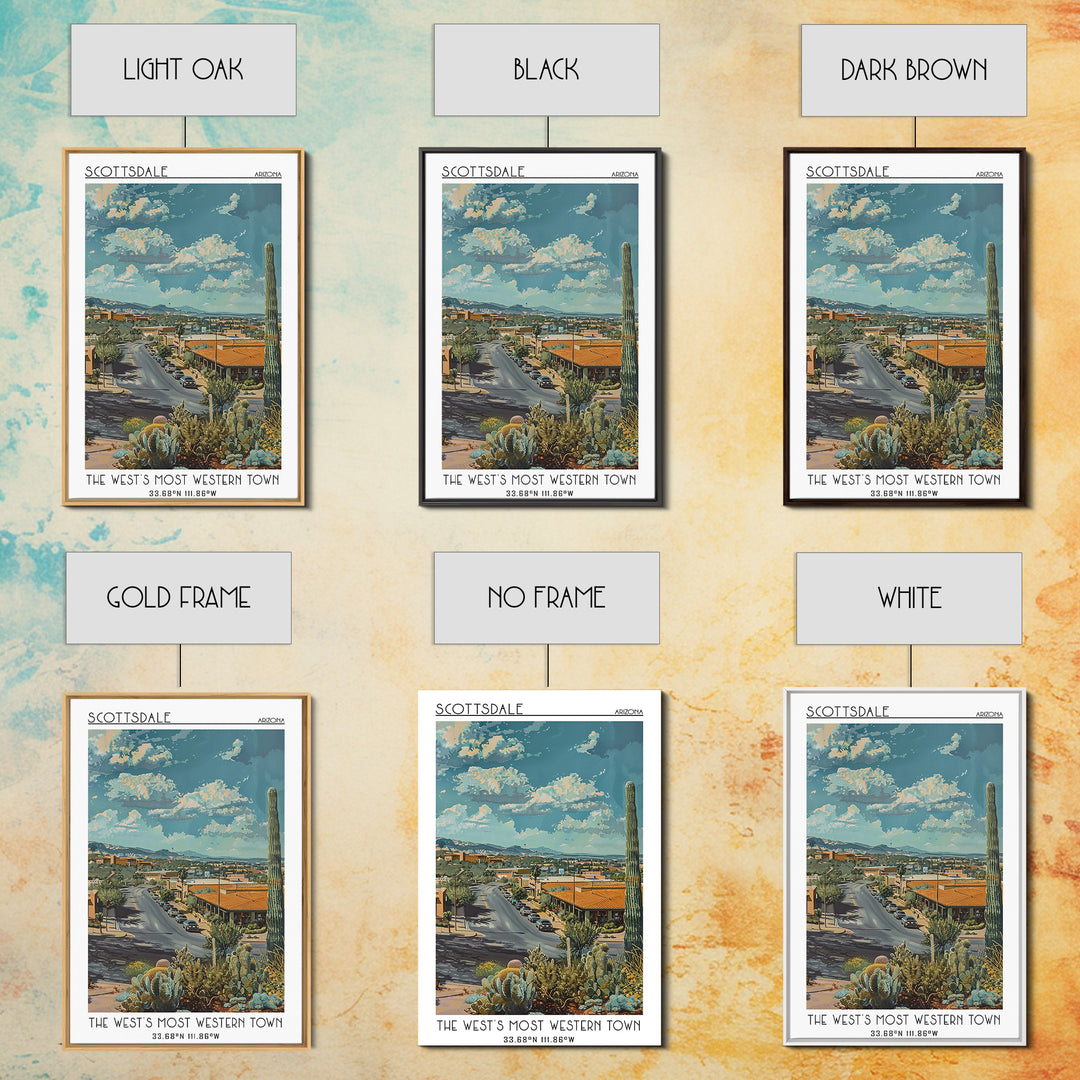 Scottsdale Travel Poster, Framed Canvas Print, City Art Print, Travel Wall Art, Vintage Poster, Gallery Wall Set, Vintage Travel Art