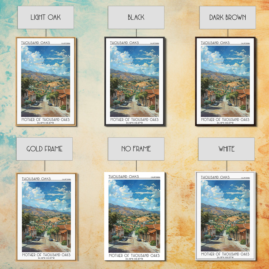 Thousand Oaks Travel Poster, Framed Canvas Print, Retro Travel Poster, City Wall Art, Retro Travel Print, Poster Print, Travel Print