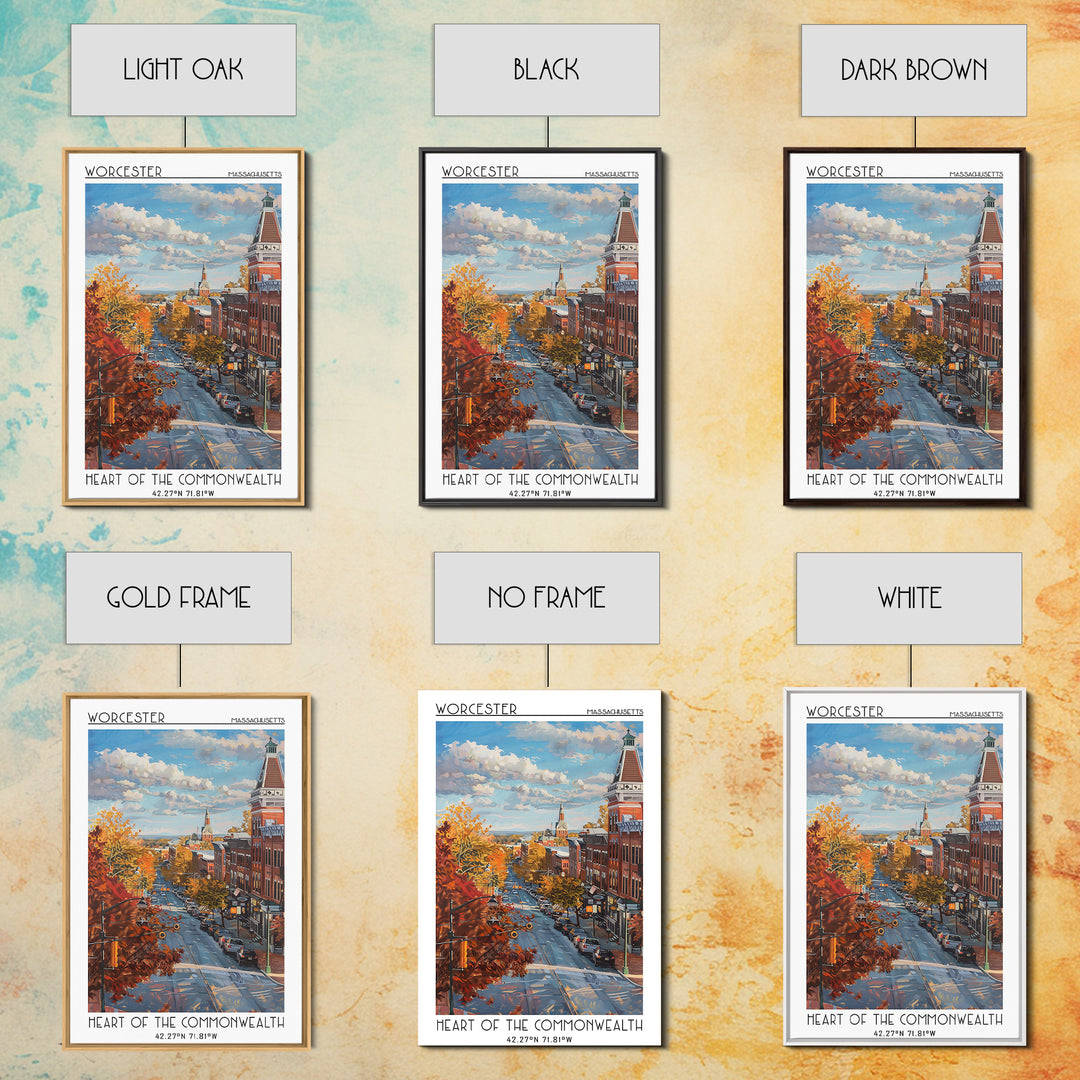 Worcester Travel Poster, Canvas Print, City Art Print, Travel Wall Art, Mid Century Wall Art, Gallery Wall Set, Living Room Wall Art