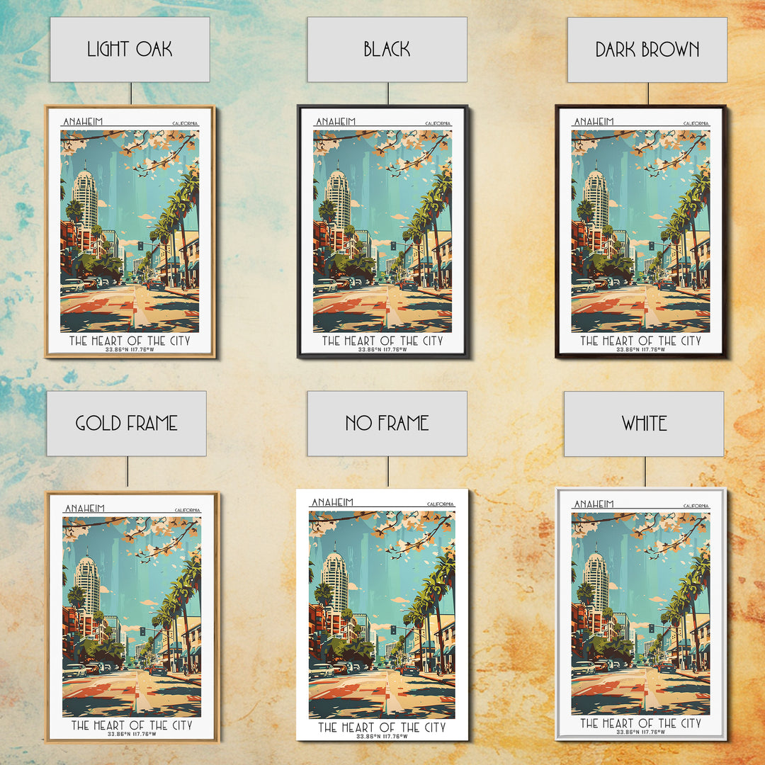 Anaheim Travel Poster, Framed Canvas Print, City Travel Poster, Travel Wall Decor, Travel Prints, Modern Wall Decor, Wanderlust Gift