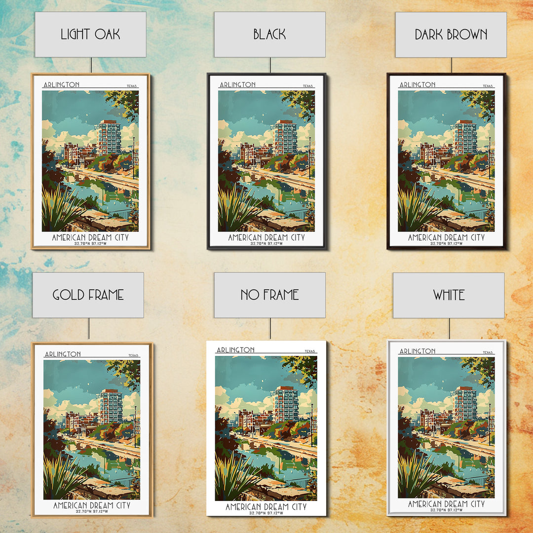 Arlington Texas Travel Poster, Framed Canvas Print, Poster Print, Travel Wall Art, Retro Travel Poster, Travel Print, Retro Wall Art
