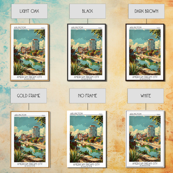 Arlington Texas Travel Poster, Framed Canvas Print, Poster Print, Travel Wall Art, Retro Travel Poster, Travel Print, Retro Wall Art