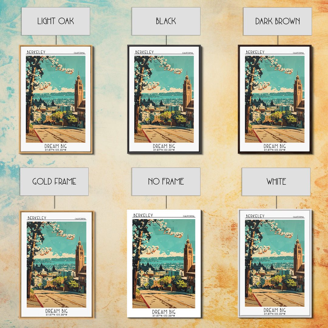 Berkeley Travel Poster, Canvas Print, Retro Travel Poster, City Wall Art, Colorful Wall Art, Travel Prints, Retro Wall Art, Wall Art