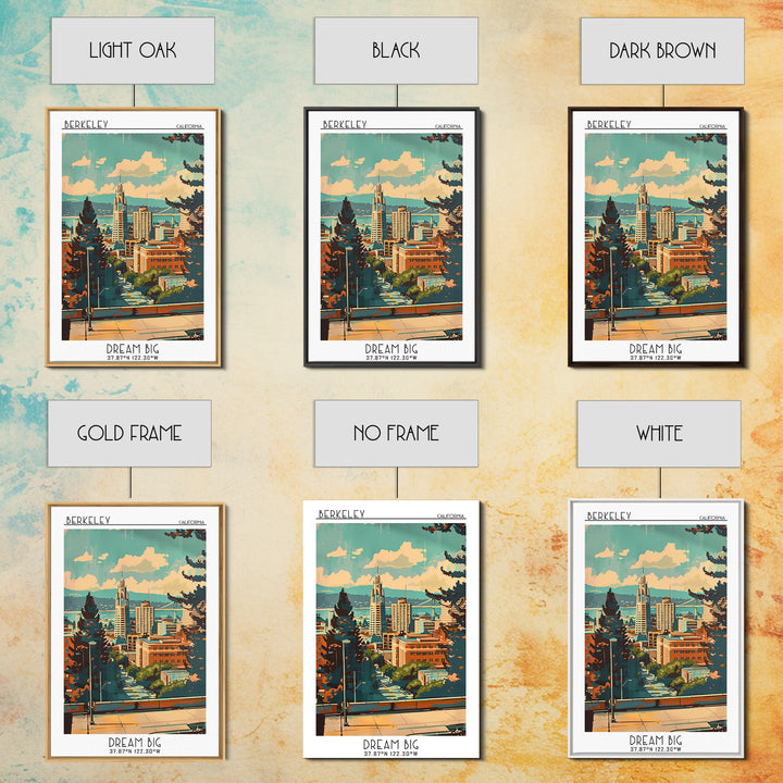 Berkeley California Travel Poster, Canvas Print, Travel Wall Art, City Wall Art, Watercolor Cityscape, Travel Print, Wanderlust Gift