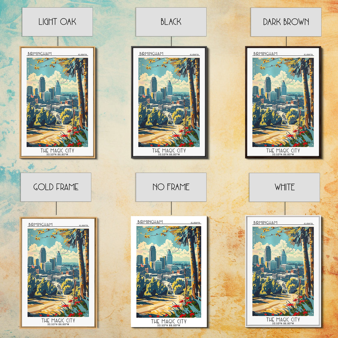 Birmingham Alabama Travel Poster, Canvas Print, Travel Wall Decor, Minimalist Poster, Art Print, Travel Wall Art, City Travel Poster