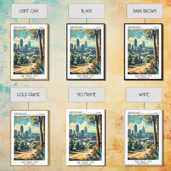 Birmingham Alabama Travel Poster, Canvas Print, Travel Wall Decor, Minimalist Poster, Art Print, Travel Wall Art, City Travel Poster