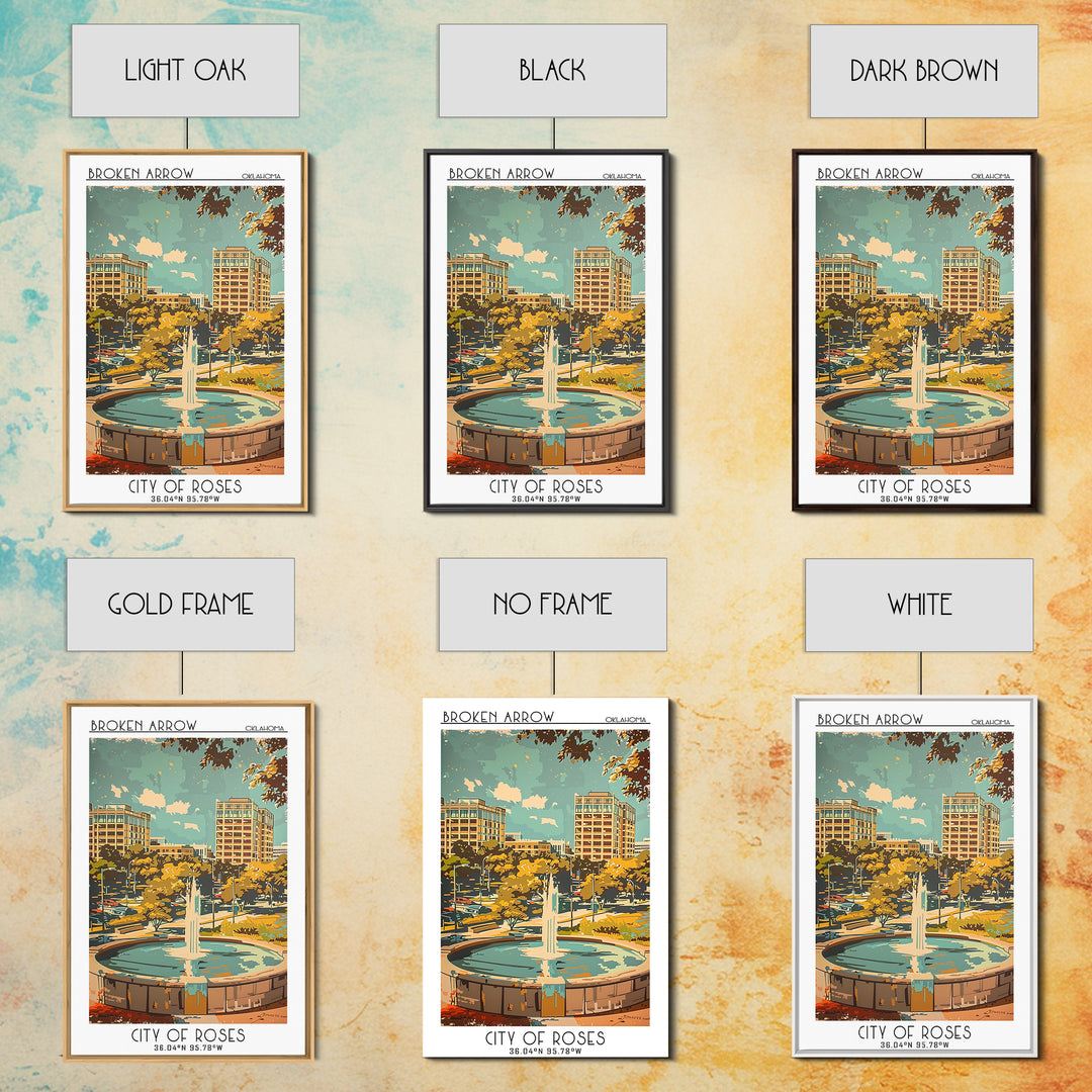 Broken Arrow Oklahoma Travel Poster, Canvas Print, City Travel Poster, Vintage City Poster, Poster Print, Gallery Wall Set, Wall Art