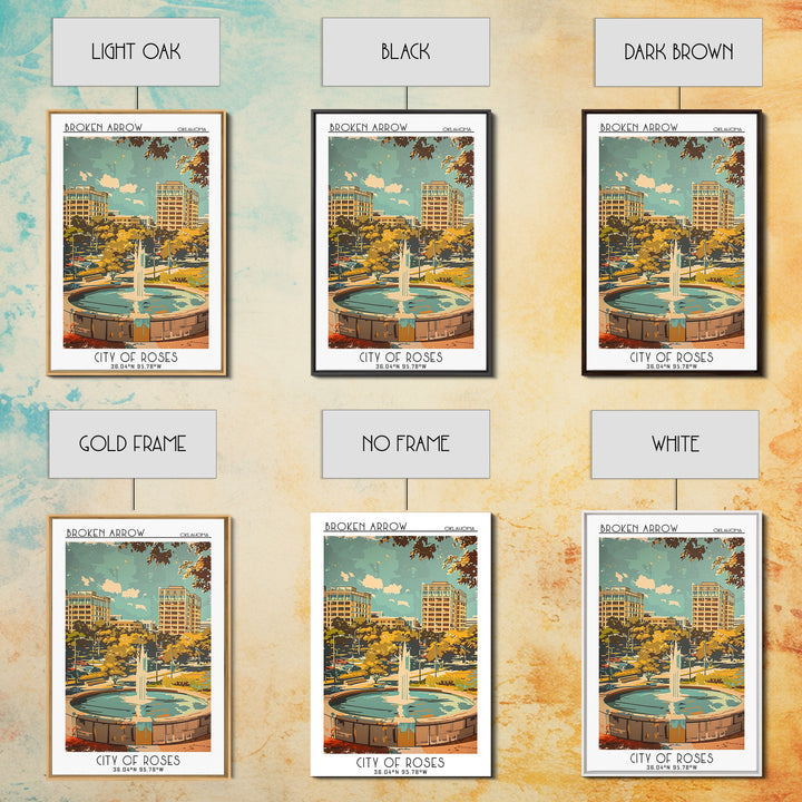 Broken Arrow Oklahoma Travel Poster, Canvas Print, City Travel Poster, Vintage City Poster, Poster Print, Gallery Wall Set, Wall Art