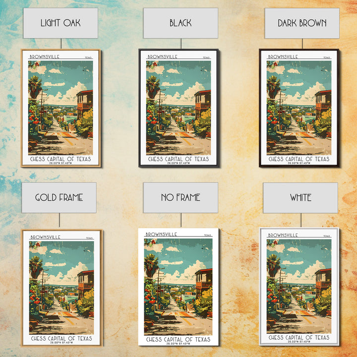 Brownsville Travel Poster, Framed Canvas Print, Poster Print, Travel Wall Art, Gallery Wall Set, Vintage Posters, Retro Travel Print
