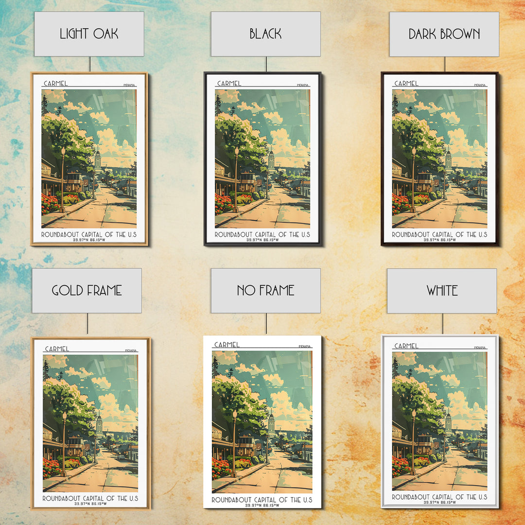 Carmel Travel Poster, Framed Canvas Print, Poster Print, Travel Wall Art, Travel Posters, Mid Century Wall Art, Watercolor Cityscape