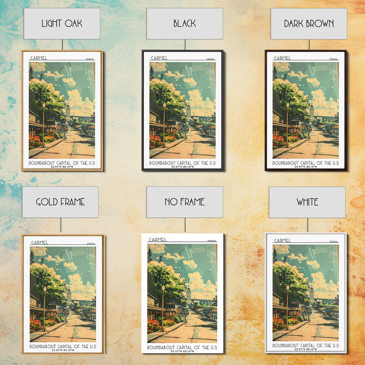 Carmel Travel Poster, Framed Canvas Print, Poster Print, Travel Wall Art, Travel Posters, Mid Century Wall Art, Watercolor Cityscape