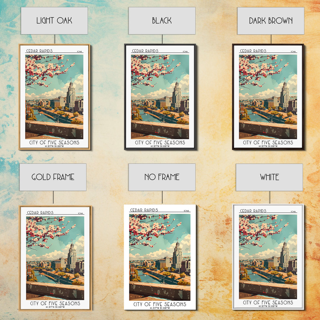 Cedar Rapids Travel Poster, Canvas Print, Travel Wall Art, City Wall Art, Travel Art Print, Retro Travel Print, Mid Century Wall Art