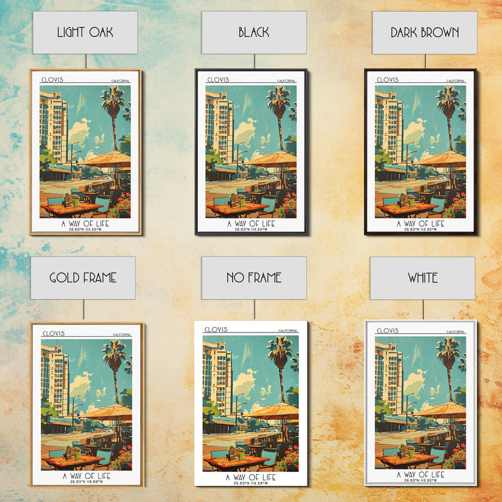 Clovis Travel Poster, Framed Canvas Print, Travel Wall Art, City Wall Art, Vintage Travel Print, Travel Art Print, Minimalist Poster