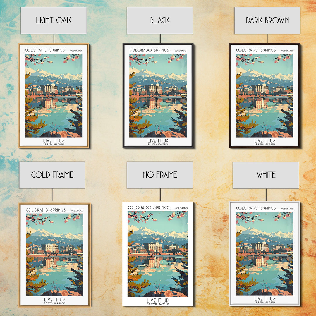 Colorado Springs Colorado Travel Poster, Framed Canvas Print, Retro Travel Poster, City Wall Art, Mid Century Wall Art, Travel Print