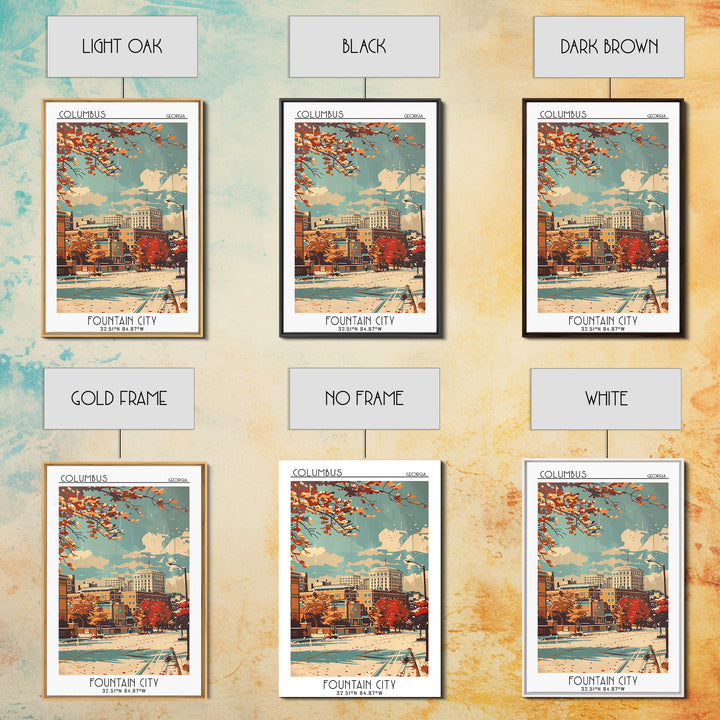 Columbus Travel Poster, Framed Canvas Print, Retro Wall Art, Travel Print, Poster Print, Wall Art, City Travel Poster, City Wall Art