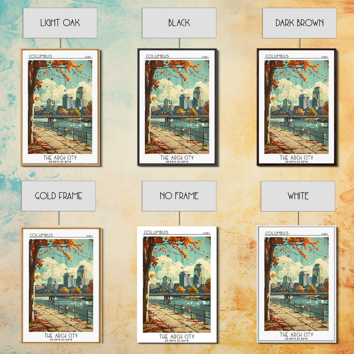 Columbus Ohio Travel Poster, Framed Canvas Print, Travel Art Print, Modern Wall Decor, Colorful Wall Art, Wanderlust Gift, Art Print