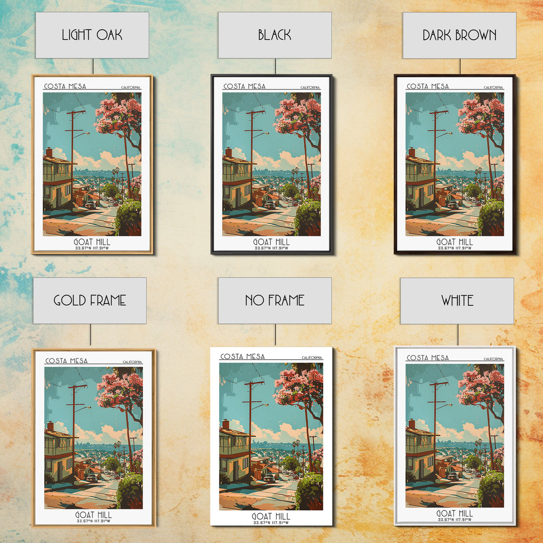 Costa Mesa Travel Poster, Canvas Print, Travel Prints, Landscape Art, Travel Wall Decor, Travel Wall Art, Poster Art, Retro Wall Art