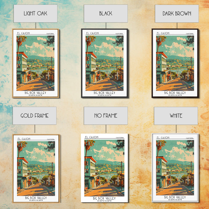 El Cajon Travel Poster, Framed Canvas Print, Poster Print, Travel Wall Art, Home Office Decor, City Travel Poster, City Illustration