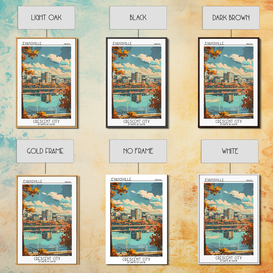 Evansville Indiana Travel Poster, Canvas Print, Travel Wall Decor, Minimalist Poster, Landscape Art, Travel Wall Art, Fine Art Print