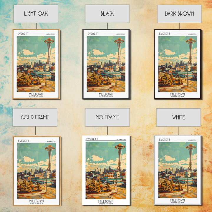 Everett Washington Travel Poster, Canvas Print, City Travel Poster, Travel Wall Decor, Wanderlust Gift, Landscape Art, Travel Prints