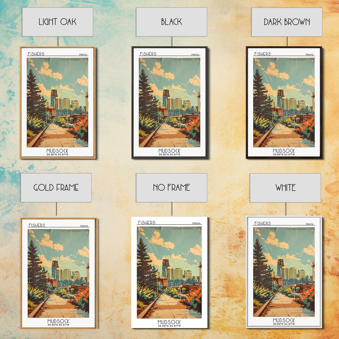 Fishers Indiana Travel Poster, Canvas Print, Vintage Travel Print, City Wall Art, Mid Century Wall Art, City Art Print, Poster Print