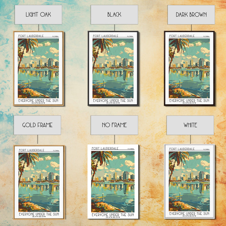 Fort Lauderdale Florida Travel Poster, Framed Canvas Print, Travel Wall Decor, Minimalist Poster, Gallery Wall Set, Travel Art Print